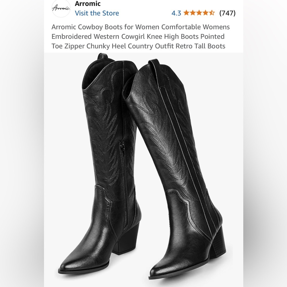 BLACK COWGIRL BOOTS 🐮